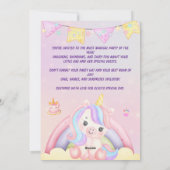 Carte d'invitation d'anniversaire Unicorn personna (Dos)
