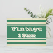 Carte d'invitation d'anniversaire vintage rétro ve (Debout devant)