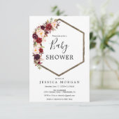 Carte d'invitation de Baby shower Boho Burgundy (Debout devant)