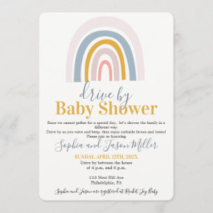 Carte d'invitation de Baby shower Boho Rainbow