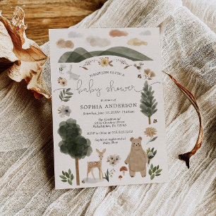 Carte d'invitation de Baby shower Boho Woodland