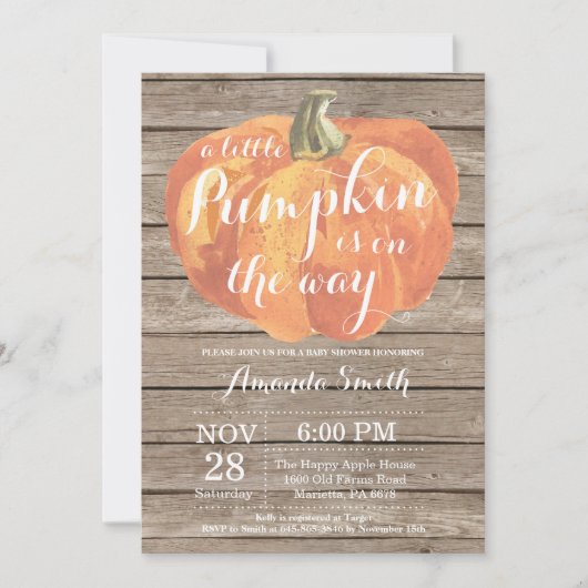 Carte d'invitation de Baby shower d'automne Rustic (Devant)