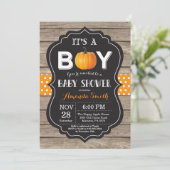 Carte d'invitation de Baby shower d'automne Rustiq (Debout devant)