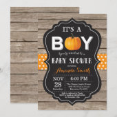 Carte d'invitation de Baby shower d'automne Rustiq (Devant / Derrière)