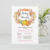 Carte d'invitation de baby shower de fille de (Debout devant)