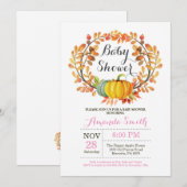 Carte d'invitation de baby shower de fille de (Devant / Derrière)