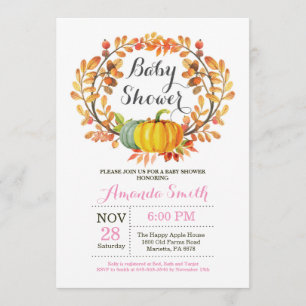 Carte d'invitation de baby shower de fille de