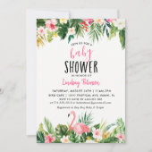 Carte d'invitation de Baby shower de Flamant rose  (Devant)