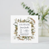 Carte d'invitation de baby shower de frontière flo (Debout devant)