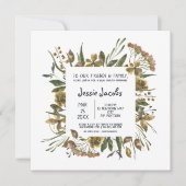 Carte d'invitation de baby shower de frontière flo (Devant)