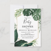 Carte d'invitation de Baby shower de Monstera Trop (Devant)