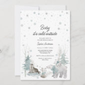 Carte d'invitation de Baby shower d'hiver pour ani (Devant)