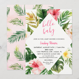 Carte d'invitation de Baby shower Feuilles tropica