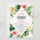 Carte d'invitation de Baby shower Feuilles tropica (Devant)