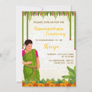 Carte d'invitation de Baby shower indien, Seemanth