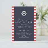 Carte d'invitation de Baby shower nautique (Debout devant)