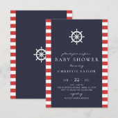 Carte d'invitation de Baby shower nautique (Devant / Derrière)