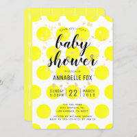 Carte d'invitation de Baby shower Pois Jaune Neon
