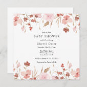 Carte d'invitation de Baby shower rose (Devant / Derrière)