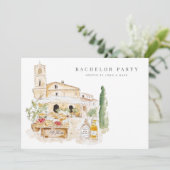 Carte d'invitation de Bachelor Party à l'aquarelle (Debout devant)