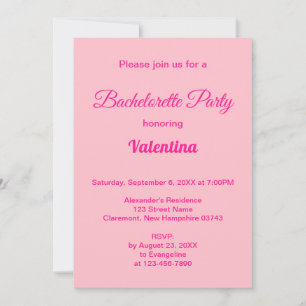 Carte d'invitation de Bachelorette rose