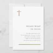 Carte d'invitation de baptême à croix dorée minima (Devant)