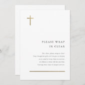 Carte d'invitation de baptême à croix dorée minima (Devant / Derrière)