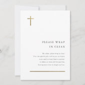 Carte d'invitation de baptême croix dorée minimali (Devant)