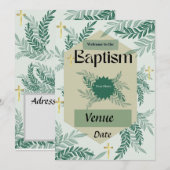 Carte d'invitation de baptême élégante (Devant / Derrière)