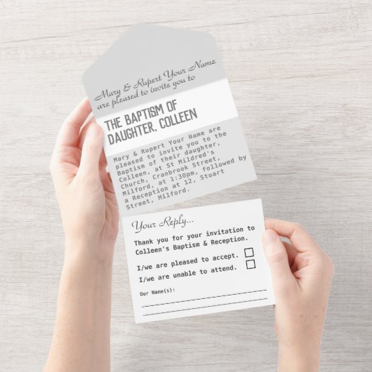 Carte d'invitation de baptême tout-en-un (Déchirure)