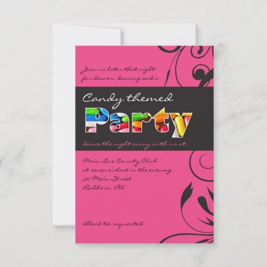 Carte d'invitation de Bat Mitzvah PINK CANDY (Devant)