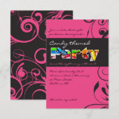 Carte d'invitation de Bat Mitzvah PINK CANDY (Devant / Derrière)