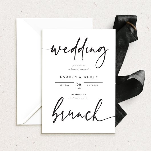 Carte d'invitation de brunch de mariage audacieuse