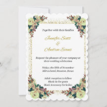Carte d'invitation de cérémonie mariage avec fleur