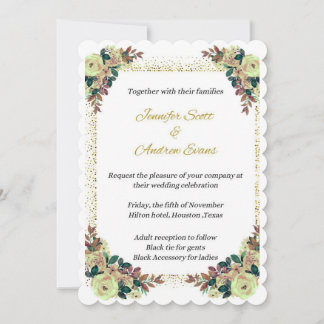 Carte d'invitation de cérémonie mariage avec fleur