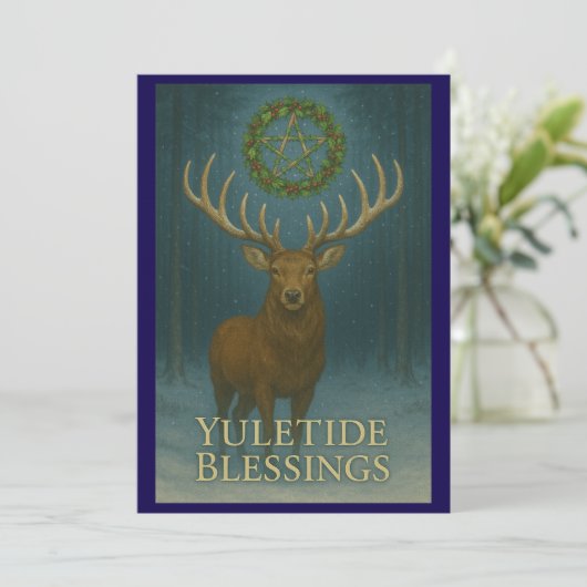 Carte d'invitation de cerf de bénédictions de Noël (Debout devant)