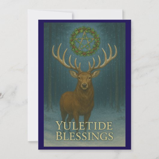 Carte d'invitation de cerf de bénédictions de Yule (Devant)