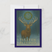 Carte d'invitation de cerf de bénédictions de Yule (Devant)