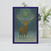 Carte d'invitation de cerf de bénédictions de Yule (Debout devant)