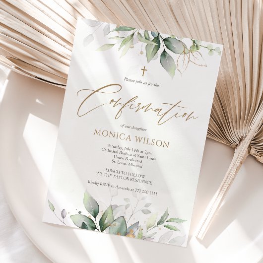Carte d'invitation de confirmation à l'aquarelle d
