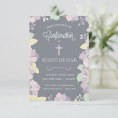 Carte d'invitation de confirmation avec les fleurs (Debout devant)