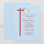 Carte d'invitation de confirmation garçon croix d' (Devant / Derrière)