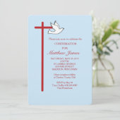 Carte d'invitation de confirmation garçon croix d' (Debout devant)