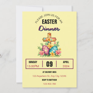Carte d'invitation de dîner de Pâques aux œufs cro
