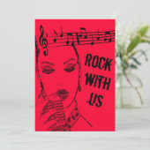 carte d'invitation de diva rockabilly rose (Debout devant)