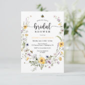 Carte d'invitation de douche de mariée abeille fle (Debout devant)