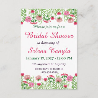 Carte d'invitation de douche de mariée fleur