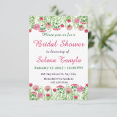 Carte d'invitation de douche de mariée fleur (Debout devant)