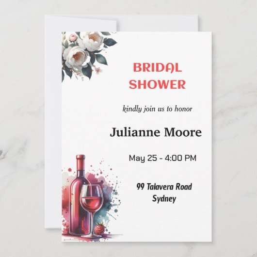 Carte d'invitation de douche nuptiale (Devant)
