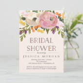 Carte d'invitation de douches nuptiales en fleurs  (Debout devant)